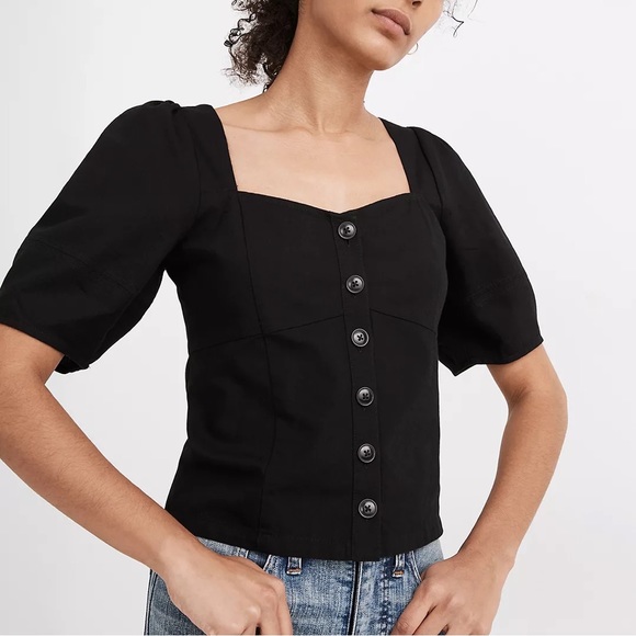 Madewell black linen blouse size 2 (small) NWOT - Picture 2 of 7